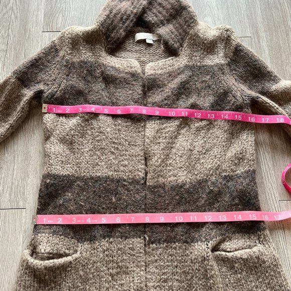 LOFT Cabana Stripe Long Sleeve Sweater Cardigan with High Collar - Picture 13 of 14